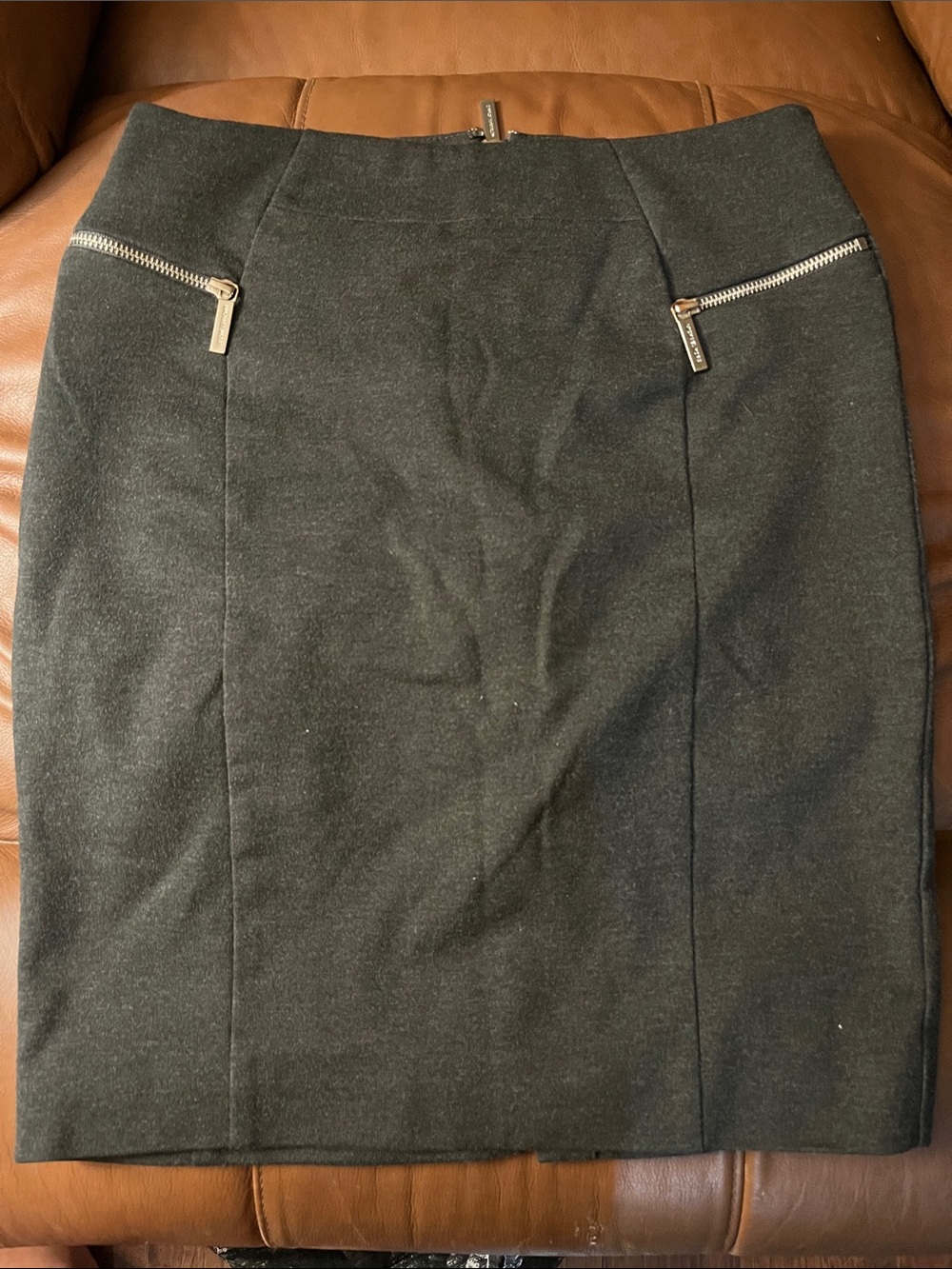 MICHAEL Michael Kors Black Pencil Skirt with Silver Zipper Details